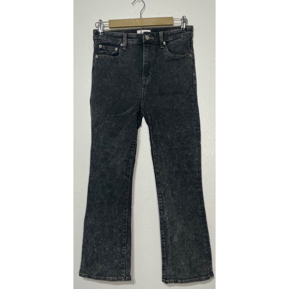 Pistola‎ Lennon High Rise Boot Cut Cropped Black Acid Wash Ankle Jeans 26 Grunge
